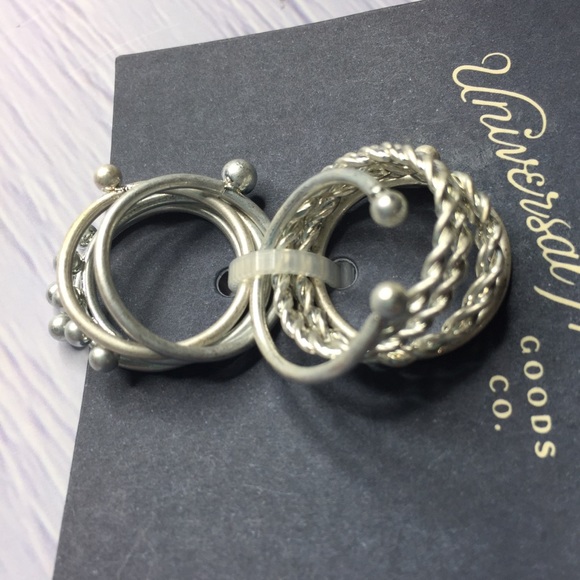 NWT Universal Thread 10 Piece Silver Tone Ring Set - Picture 5 of 7